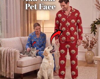 Personalized pet gift custom face pajama set photo nightdress pet shirt custom pet portrait womens clothing nightgown animal lover gifts