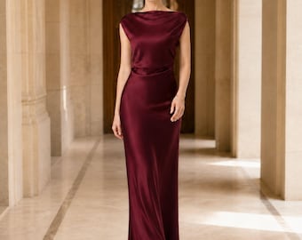 Sleeveless pure mulberry silk prom dress twisted neckline open back formal evening gown floor length sleek dresses for women gift for her