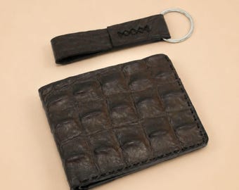 Customized leather men's wallet personalized handmade engraved dark brown crocodile bifold slim card carry exotic wallet appreciation gifts