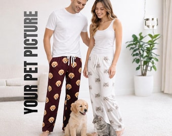 Personalized face pajama pants custom photo pajama pet and family love portrait sleepwear matching family outfits engagement gift for couple
