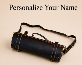 Premium leather knife roll leather chef knife case custom knife holder personalized knife case travel cutlery organizer gift for Chef