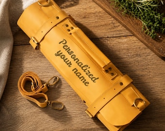 Personalized leather chef roll kitchenware knife holder culinary travel organizer knife case customized company logo graduation gifts