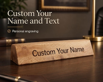 Personalized desk name wood plate desk accessories executive table name plate handcrafted naturel office sign customized gift for boss
