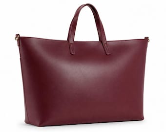 Retro Leather Bag, Genuine Leather Work Bag, Attorney Gift, Large Zip Top Shoulder Purse, Gift for Her