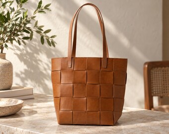 Woven Leather Bag, Top Quality Shoulder Purse, Handmade Work Carryall, Birthday Gift For Her, Elegant Fashion Gift for Women