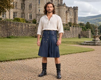 Genuine leather kilt mens Scottish gladiator style utility adjustable snug fit kilt burning men festival outfit personalized gift for him