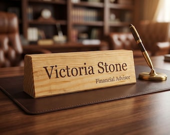 Desk name plate personalized wood name sign office desk decor custom desk name plate executive office accessories