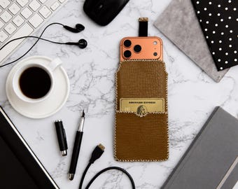 Leather Phone Pouch for iPhone, Handmade and Personalized
