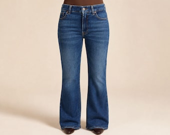 High waisted jeans, bootcut flare denim pants, Womens full length bell bottom trousers, jeans, denim style ,party wear, gifts for women