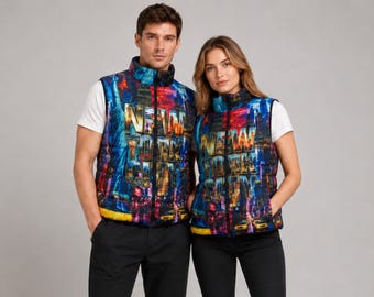 New York City Quilted Gilet, Full Zip Casual Winter Outerwear