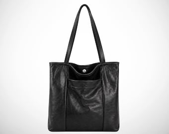 Shoulder tote bag, genuine leather shopper, custom name tote bag, wedding gifts, personalized baby shower gifts