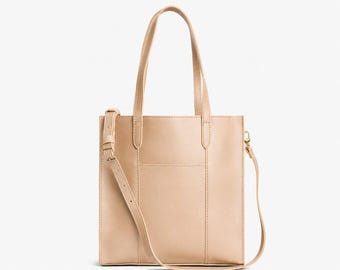 Structured Tote Bag, Leather Women's Work Shoulder Bag, Genuine Leather Handbag, Handmade Office Carryall, Personalized Gift for Her