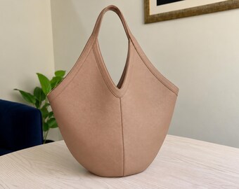 Leather Hobo Bag, Top Grain Leather Tote Bag Women, Minimalist Work Purse, Soft Leather Carryall, Classic Everyday Bag