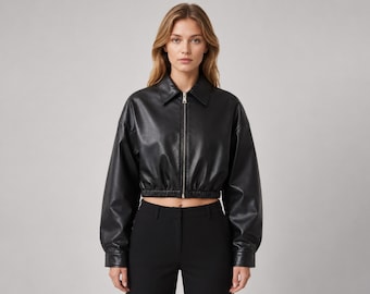 Oversized cropped jacket, minimalist fashion lover gift