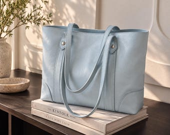 Large Everyday Handbag, Structured Leather Tote Bag, Women's Work Shoulder Bag, Handmade Office Carryall, Personalized Gift for Her