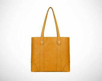 Large Everyday Handbag, Structured Leather Tote Bag, Women's Work Shoulder Bag, Handmade Office Carryall, Personalized Gift for Her