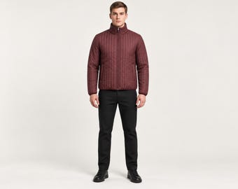 Men's Quilted Puffer Jacket, Lightweight and Warm with High Collar