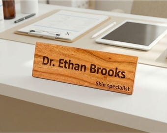 luxury corporate gifts Desk name plate personalized wood name sign Ashwood office desk decor desk accessories custom name plate