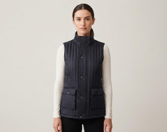 Full Zip Puffer Vest, Quilted Winter Outdoor Gilet with Utility Pocket
