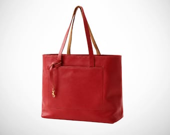 Luxury tote bag, genuine leather work bag, birthday gift for her, handmade carryall bag, bridal shower gifts
