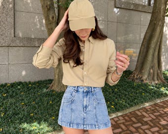 Jean skirt with pockets, High waisted A line denim mini skirt for women, casual everyday summer outfit, birthday gifts for her