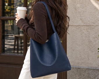 Slouchy Leather Bag, Large Women's Shoulder Purse, Handmade Work Carryall, Personalized Tote Bag, Custom Gift for Her
