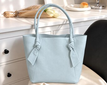 Minimalist tote bag, knotted handle shoulder bag, womens office handbag, everyday shopper, luxury corporate gifts