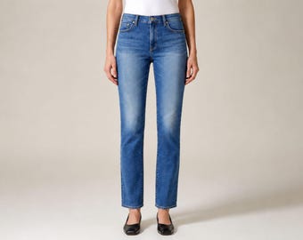 High rise jeans, Women’s classic fit denim pants, full length casual jeans, denim trousers, Halloween gifts, gift for mom
