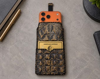 Personalized Croc Embossed Leather Phone Pouch for iPhone with Card Pocket