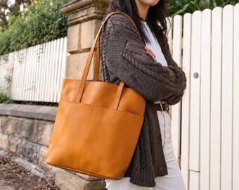 Tote Bag For Womens, 100% Genuine Leather Work Tote, Large Shoulder Bag, Christmas Gift, Handmade Leather Bag, Thank You Gifts