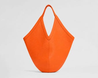 Leather Hobo Bag, Top Grain Leather Tote Bag Women, Minimalist Work Purse, Soft Leather Carryall, Classic Everyday Bag