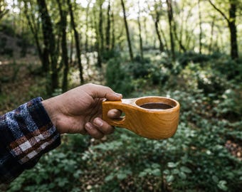 wooden kuksa cup Traditional hand carved Nordic camping mug bushcraft coffee cup hiking tea cup outdoor gift for camper