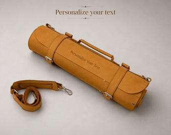 Customized leather knife roll chef handcrafted holder 16 individual knife slots custom knife culinary graduates personalized gifts for men