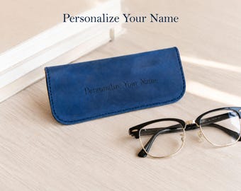 Handmade leather eyeglass case personalized glasses sleeve leather sunglasses holder custom name engraved eyewear pouch gift for Men & Women