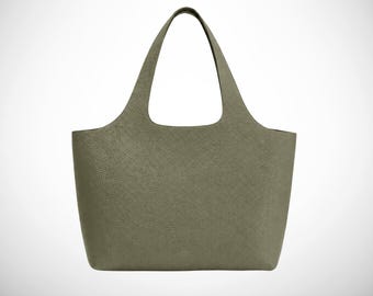 Minimalist Work Handbag, Slouchy Leather Tote Bag, Women's Shoulder Purse, Handmade Everyday Carryall, Personalized Gift for Her