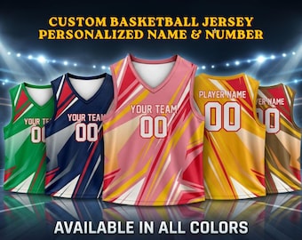Personalized basketball jersey with team Name & Number customed basketball uniform for players game day outfit for men women gifts for fans