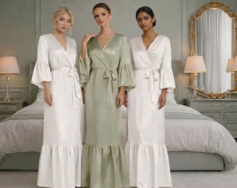 Personalized bridesmaid silk robe set 4.5.6.7.8.9.10.11.12.13.14..16 wedding favors for guests bride getting ready outfit bridal party gifts