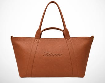 Personalized Tote Bag, Large Weekender Travel Carryall, Shoulder Work Handbag, Handmade Birthday Gift for Her, Custom Gift for Women
