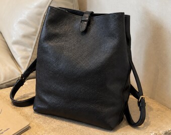 Leather tote bag, zip top shoulder bag, custom name backpack, gift for daughter, baby shower gift