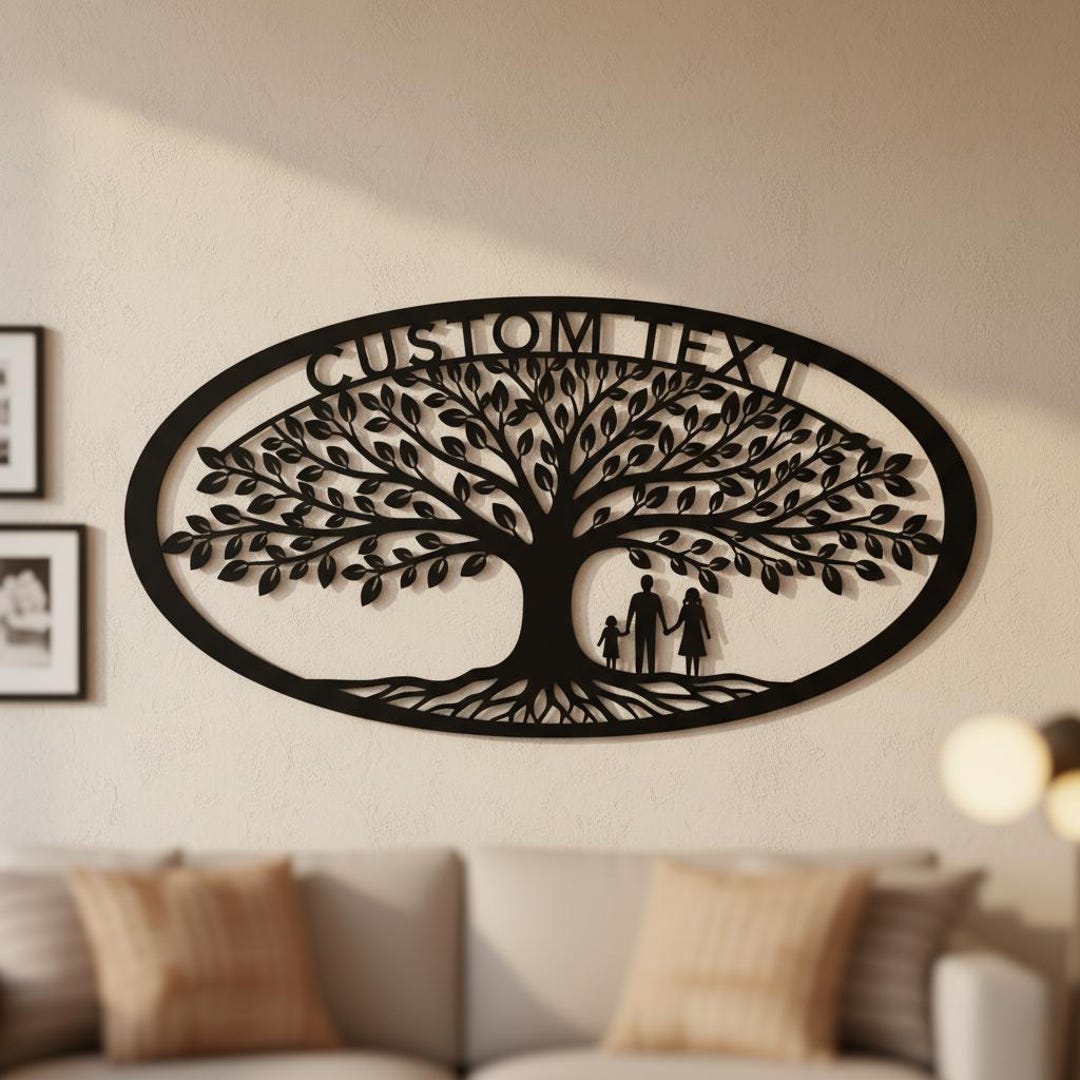 Custom Family Tree Metal Wall Art, Personalized Tree of Life Sign With ...