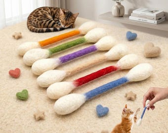 Giant Q-Tip Cat Toy, Funny Cotton Swab Catnip Kicker, Unique Felt Cat Chew Stick for Teething & Hunting, Creative Gift for Cat Lovers, Plush