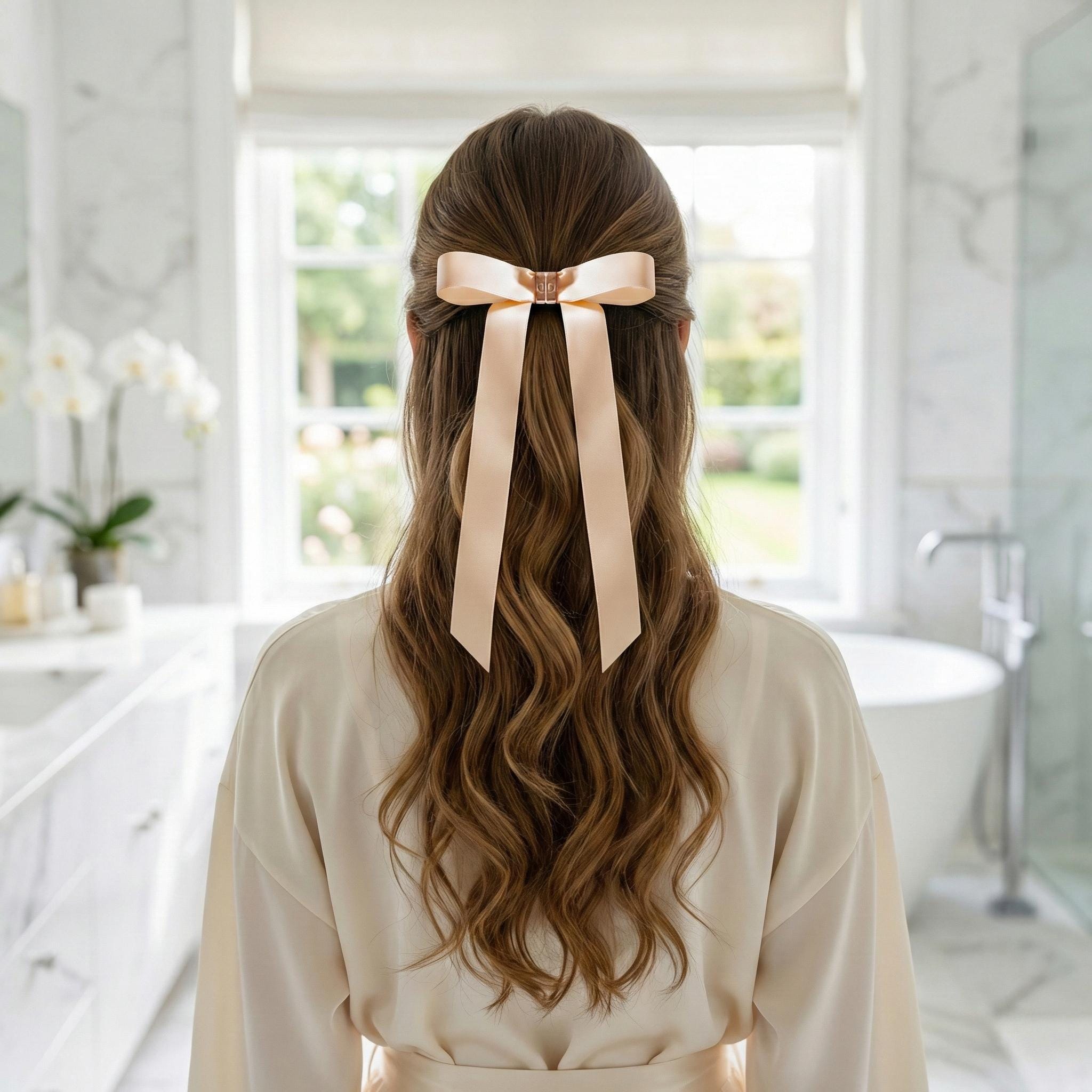 Vintage Ivory Silk Bow Headband Hair Piece Ivory Silk Hair Bow - Etsy main image 4