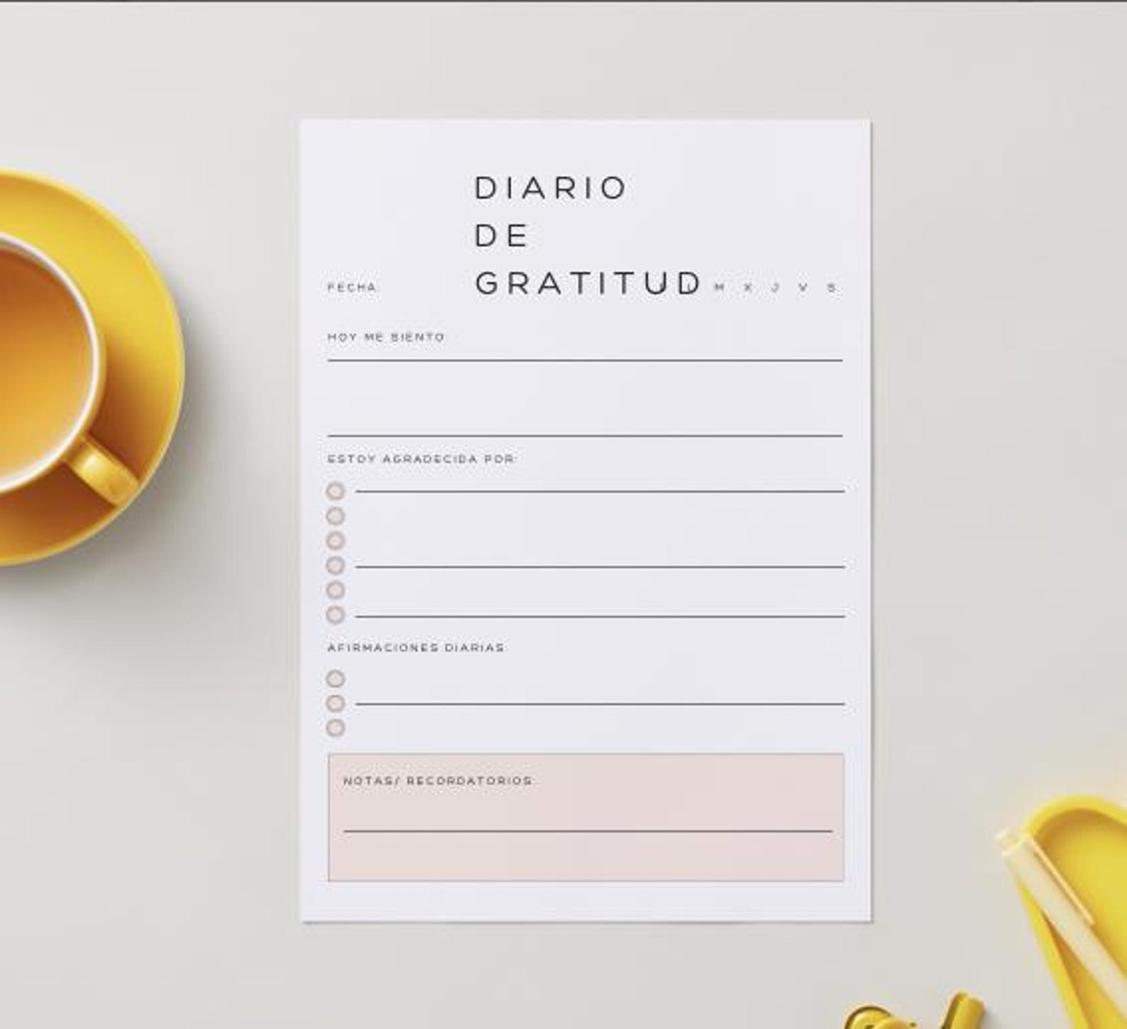 Diario De Gratitud Imprimible En PDF – Páginas Diarias Para ...