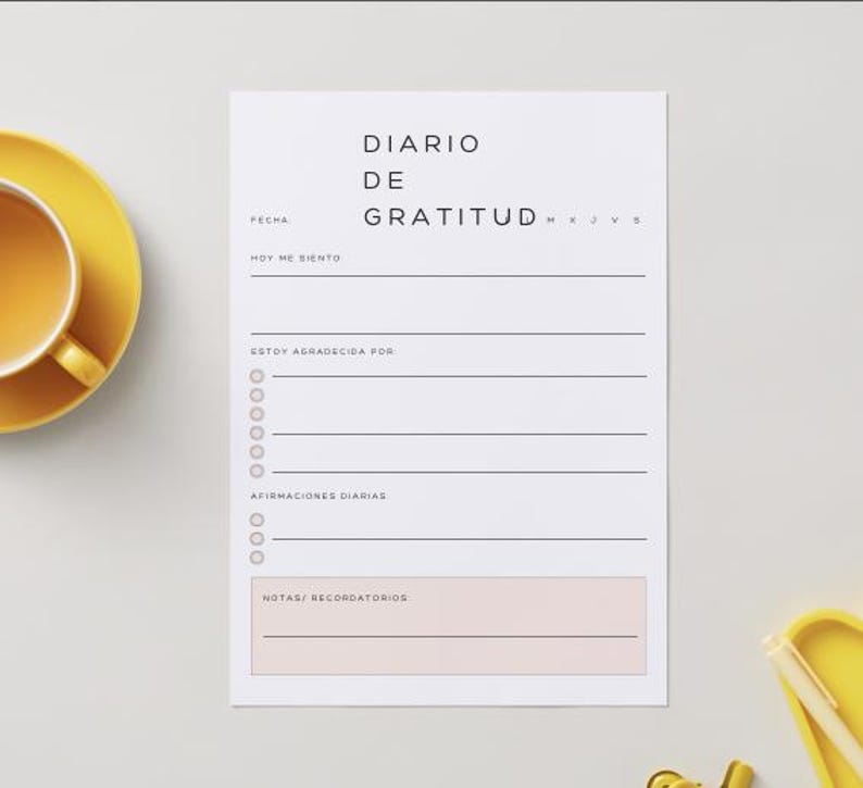 Diario De Gratitud Imprimible En PDF – Páginas Diarias Para ...