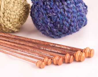 East Indian Walnut Single Point Clickin’Stix™ Knitting Needles 14 inch