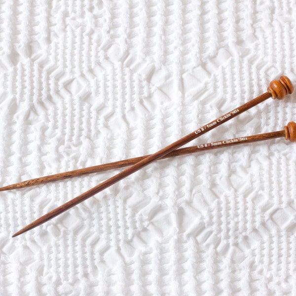 East Indian Walnut Single Point Clickin’Stix™ Knitting Needles 9 inch