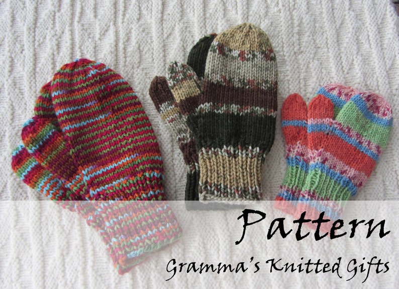 Classic Kids Mittens Knitting Pattern Etsy