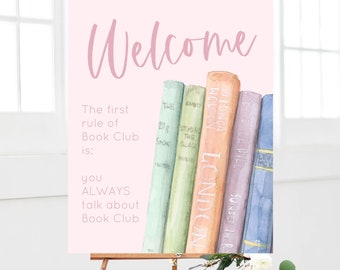 Book Club Willkommensschild zum Ausdrucken | Buchparty | Buchclub | Buch Geburtstag | Buch Mottoparty | Buch Thema Geburtstag | Buchliebhaber Party