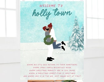 Romantic Christmas Movie Party Welcome Sign Printable, Holiday Movie Welcome Sign Printable, Romantic Holiday Movie Welcome Sign, AWD-22