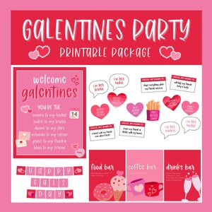 Galentine&#39;s Day Party Printable Package: Signs, Games, Photo Booth (Digital Download)